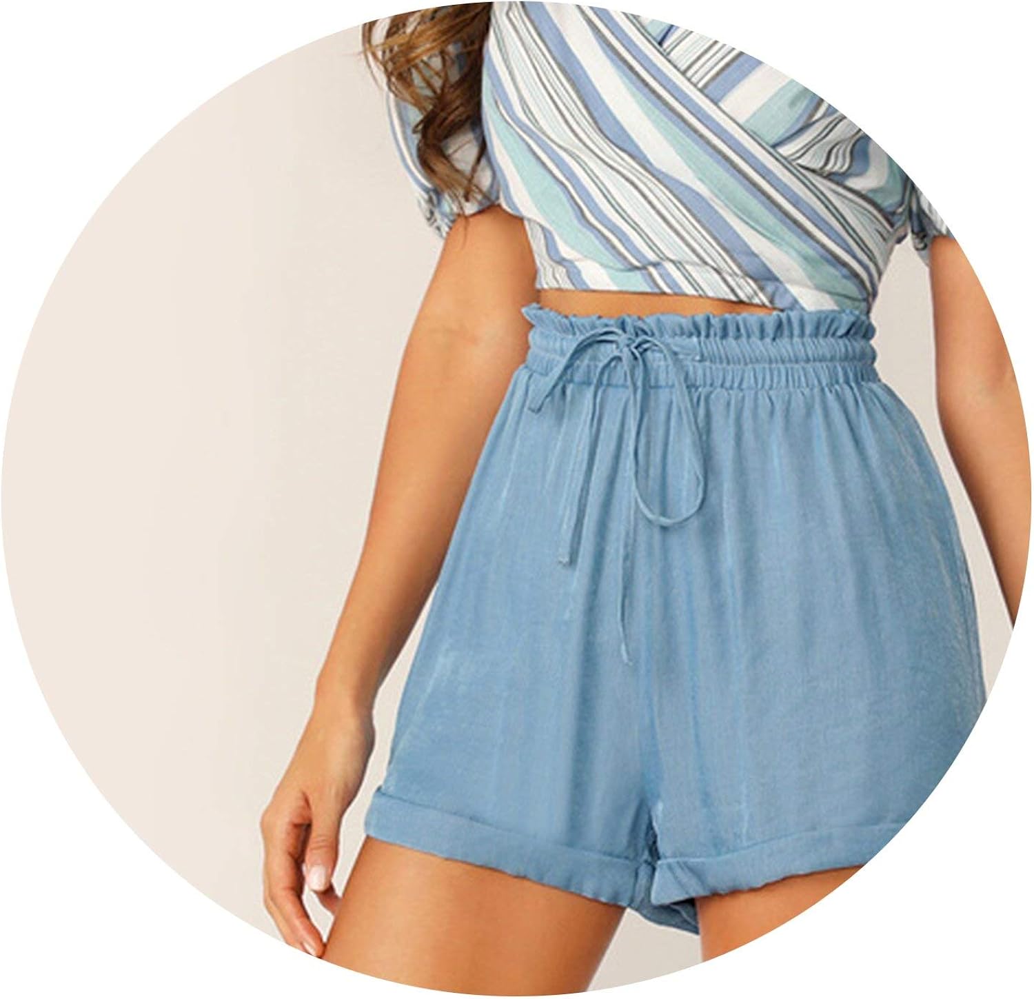 high waisted elastic shorts