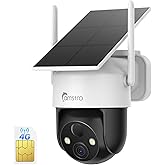 CAMSTRO 4G LTE Cellular Solar Security Camera Wireless Outdoor, 2K Camera No WiFi Needed with SIM Card, 360° Full View, PIR Motion Detection & Siren, 2 Way Talk, Color Night Vision, IP66