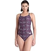 Arena Womens Arena Performance Women's Abstract Tiles Team Print Light Drop Back Swimsuit