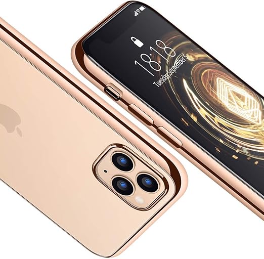 Amazon Com Dtto Compatible With Iphone 11 Pro Max Case Slim Fit Clear Soft Tpu Cover Case With Metal Luster Edge For 19 Iphone 6 5 Inch Gold