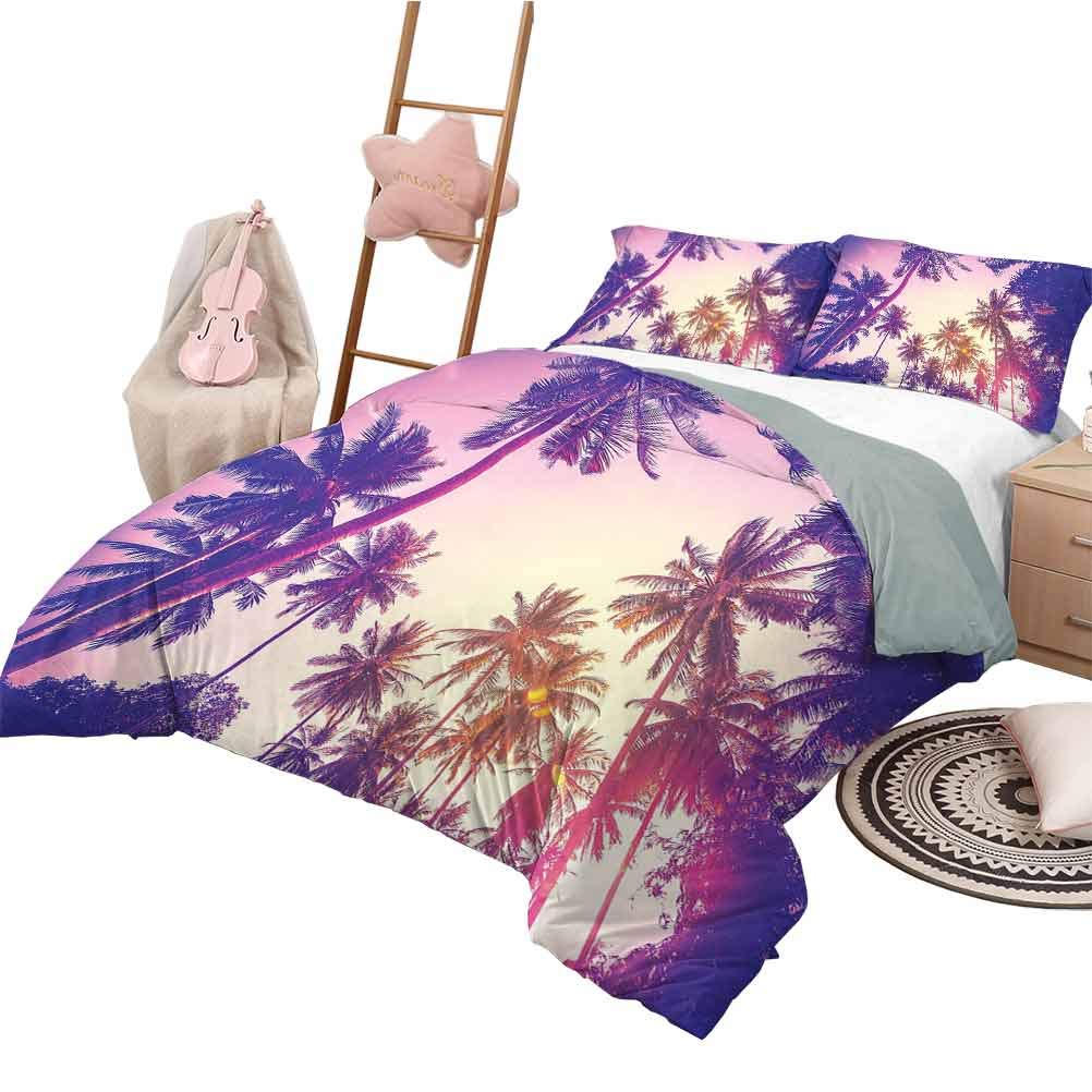 Palm Tree Bedding 3Piece King Bed Sheets Set, Microfiber Sheet Set 3