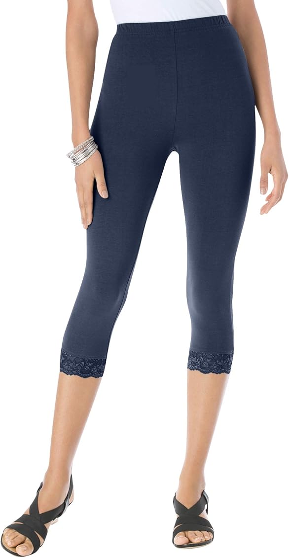 Roamans Women's Plus Size Lace-Trim 