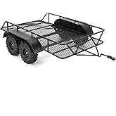 INJORA 543g Trailer for Hauling Behind Car - Metal Hitch Mount Trailer for 1/18 RC Crawler TRX4M Defender Bronco K10 High Tra