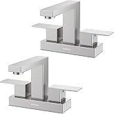 Bathroom Sink Faucet, 4 inch Brushed Nickel Bathroom Faucet Stainless Steel | Hurran Bathroom Faucets for Sink 3 Hole with Pop-up Drain and Supply Lines, 2-Handle Centerset Faucet for Vanity RV Restroom