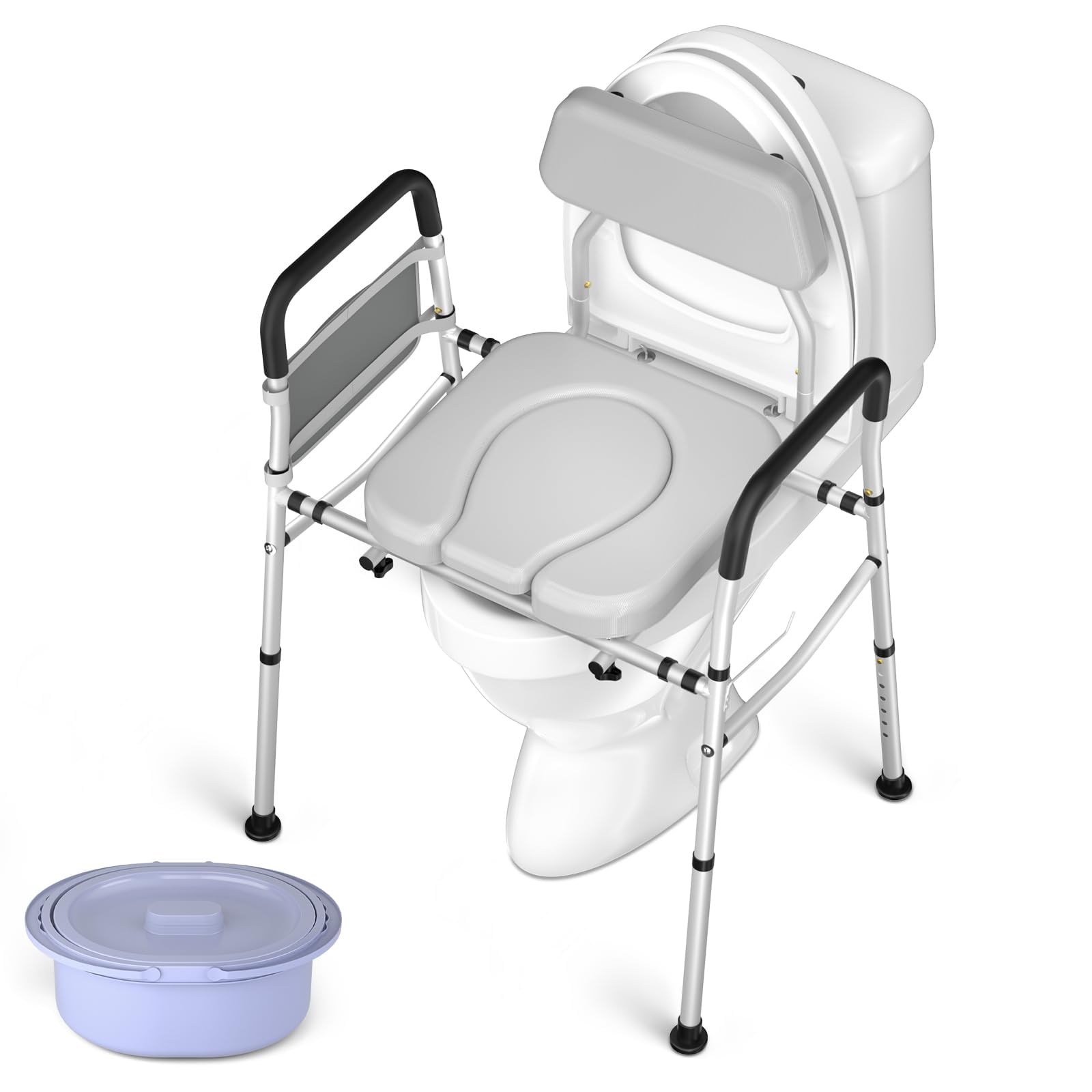 WAYES Bedside Commode Chair for Seniors - 2-in-1 Bedside Toilet and Raised Toilet Seat, Up to 330 Lbs, Adjustable Height & Width