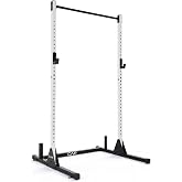 CAP FM-905Q Power Rack with Pull-Up Bar, 500lb Capacity, White | 500lb Capacity, 11/12-Gauge Steel, Pull-Up Bar, Built-In Bar Storage, Weight Storage, Powder Coat Finish