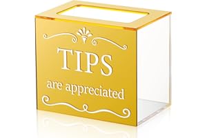 Vesici Acrylic Tips Jar for Money Tip Box Bucket 6 x 4 x 5 Inch Plastic Storage Container Donation Suggestion Raffle Cash Box for Bartender Bars Restaurants Musicians Driver(Gold)