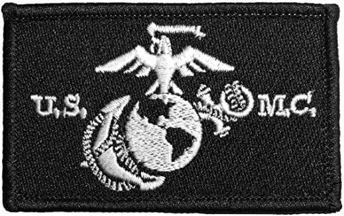 USMC United States Marine Corps EGA Eagle Globe Anchor Tactical Morale Embroidered Applique Hook & Loop Touch Fastener Patch - Black & White (TACT-USMC-BKWH)