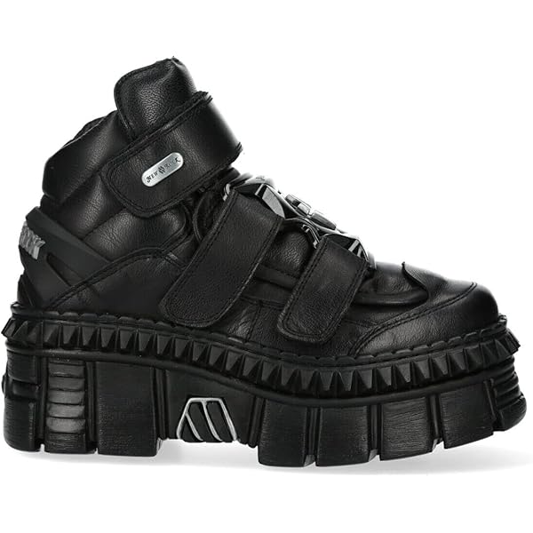 Amazon.com | New Rock WALL106-S13 Mens Black Leather Platform Punk