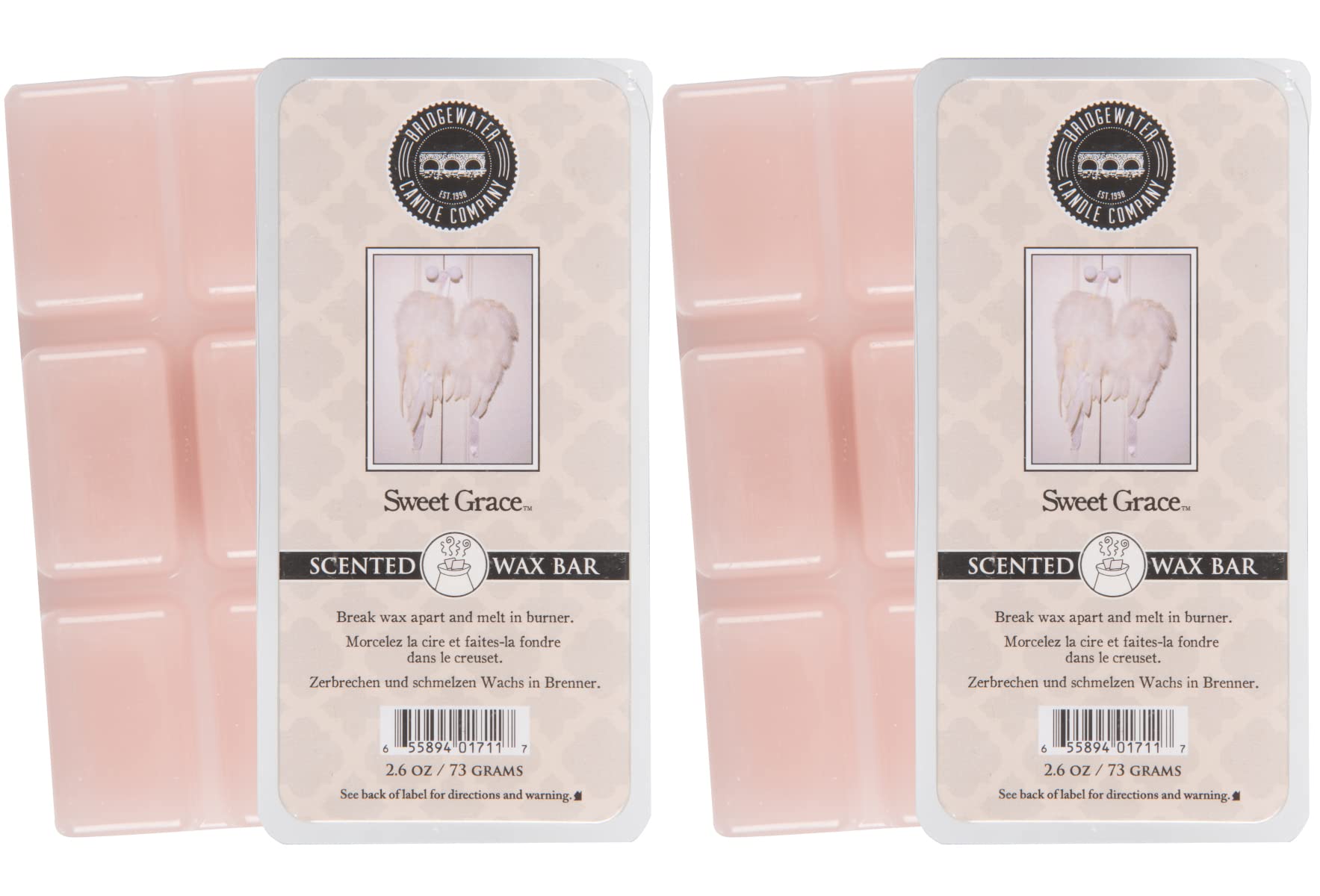 Bridgewater 2X 73g Sweet Grace Wax Melts - Snap Bars - Highly Scented & Long Lasting Soy Blend Wax Melt - Highly Scented for Oil Burner - Vegan & Cruelty Free - Home Fragrance Oil for Wax Melts