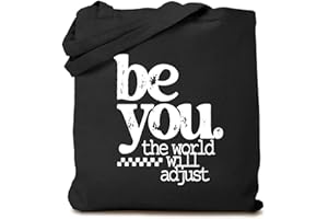 TSIIUO Be You The World Will Adjust Canvas Tote Bag for Women Funny Motivational Girls Gift Grocery Shopping Bag