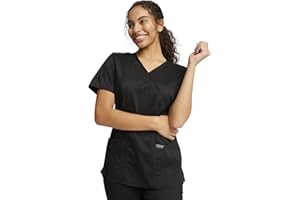 Cherokee Scrubs Top for Women Mock Wrap with 3 Pockets, Soft, 2-Way Stretch & Durable Fabric - WW610