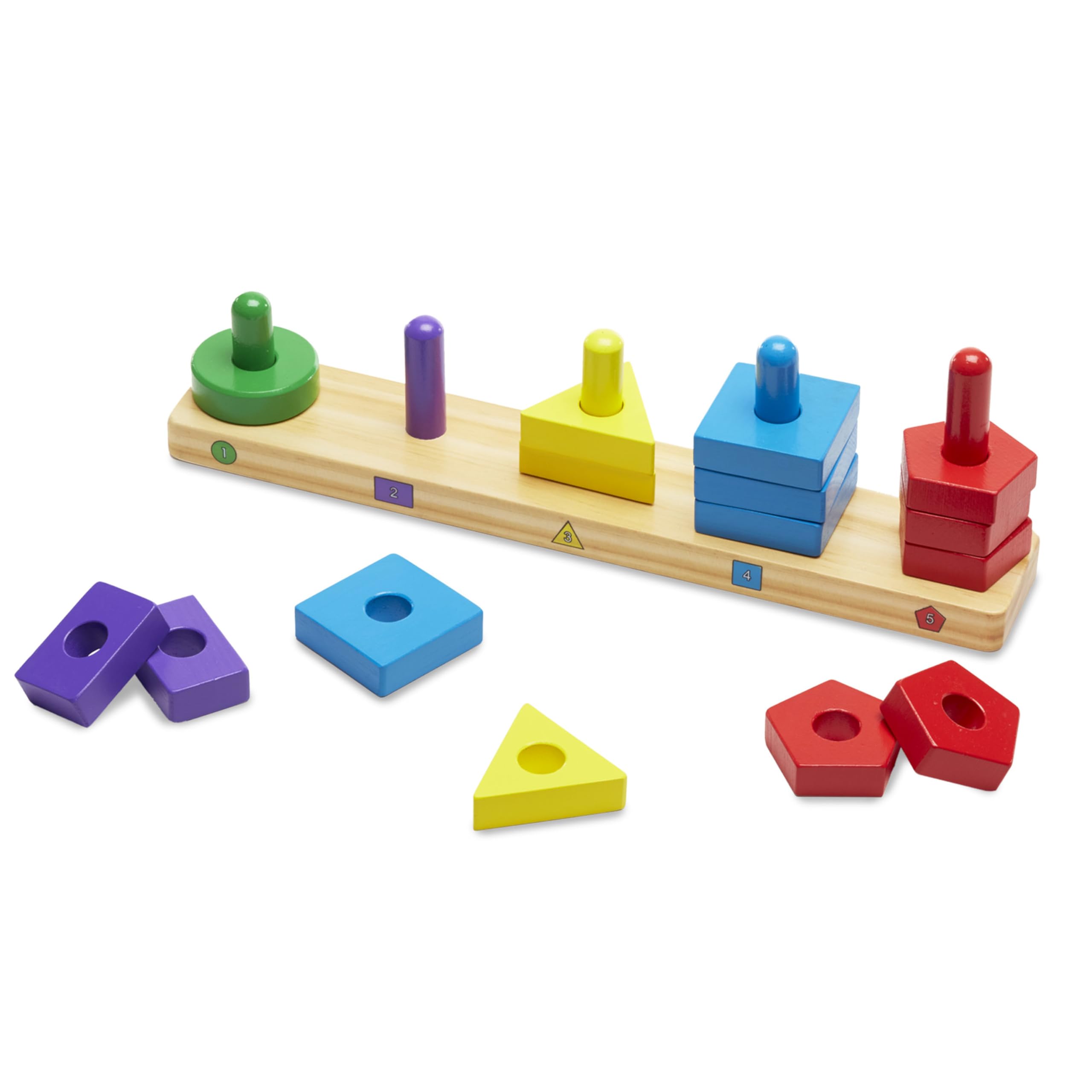 Melissa & Doug Stack and Sort Board - Wooden Educational Toy With 15 Solid Wood Pieces