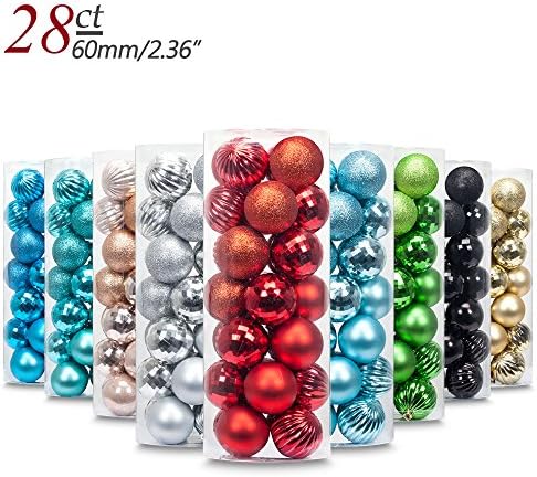 Yoland 2.3''in/28ct Christmas Ball Plating Ornaments Tree Collection for Holiday Parties Decoration (2.3''/28ct, Red)