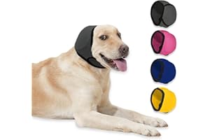 PAPIAMEN Dog Ear Covers,Dog Ear Muffs Noise Protection No Shake Head Wrap for Bath,Anxiety Relief Quiet Dogs Calming Hoodie,Adjustable Shower Cap Pet Ears for Grooming,Swimming,Hematoma(Grey,M)