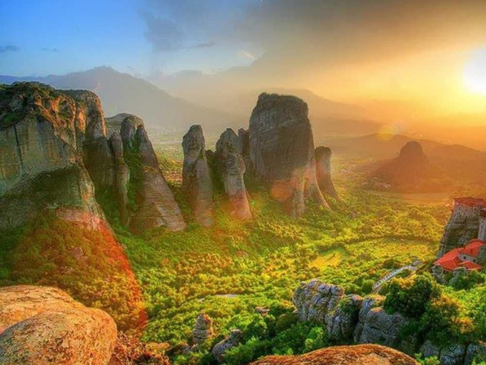 Amazon.com: Meteora Grecia - Art Print on Canvas (28x20 inches