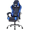 PayLessHere Ergonomic Racing Desk Chair Computer Chair Gaming Chair with Footrest Lumbar Support Headrest Armrest Task Rolling Swivel Ergonomic E-Sports Adjustable PC Gamer Chair (Blue)