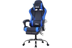 PayLessHere Ergonomic Racing Desk Chair Computer Chair Gaming Chair with Footrest Lumbar Support Headrest Armrest Task Rolling Swivel Ergonomic E-Sports Adjustable PC Gamer Chair (Blue)