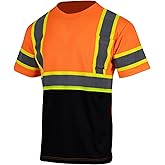 VENDACE Hi Vis Reflective Safety Shirts for Men ANSI Class 3 High Visibility Construction Work T Shirt(Orange,XL)