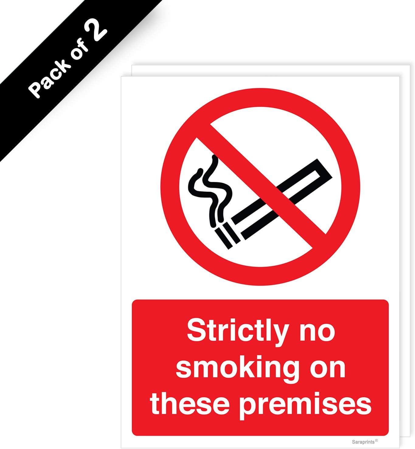 2 X No Smoking Stickers Self Adhesive Waterproof Stickers 150mm x 200mm V1101, beige|black|red, 150 x 200 mm - Image 3