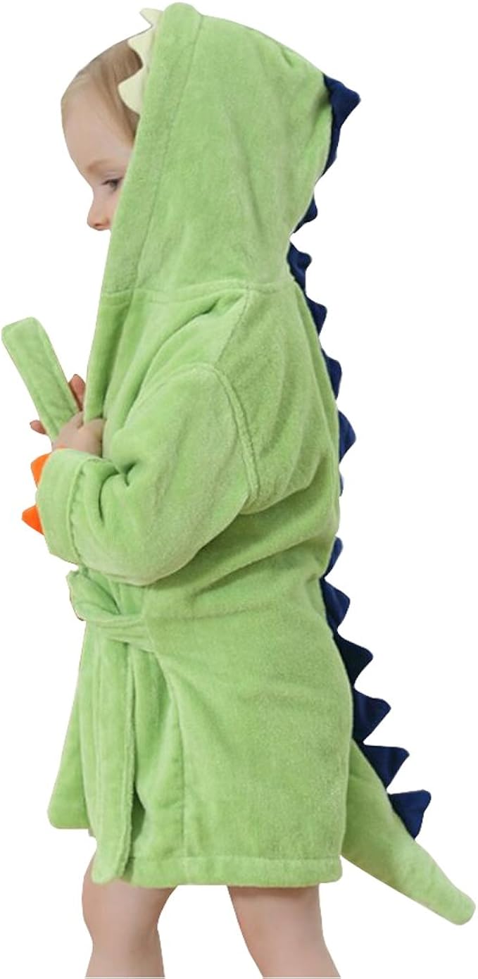 CYOUNG Kids Bath Robe Toddler Cotton Towel Animal Dinosaur