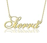 AOLO Sierra Heart Name Necklace 18k Gold Plated