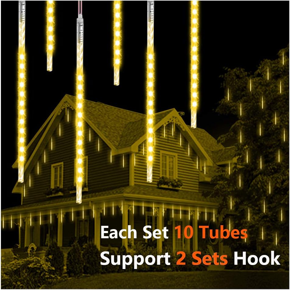Vikdio Christmas Lights Outdoor, Meteor Shower Lights 50cm 10 Spiral Tubes 540 LEDs 3.15m Lit Length