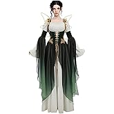 daizbella Women Medieval Dress Magical Ombre Elf Gown Ethereal Fairy Dress Renaissance Costume