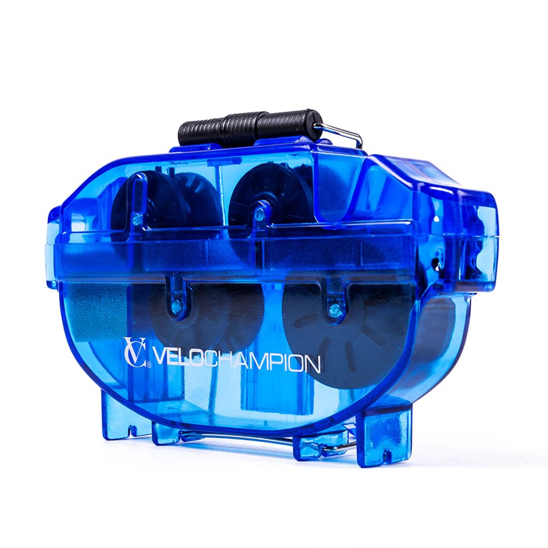 VeloChampion Bike Chain Cleaning Tool - Efficient Chain Cleaner - Ideal Tool for Optimum Chain Maintenance - Durable and Easy to Use for All Bikes (1, Blue)