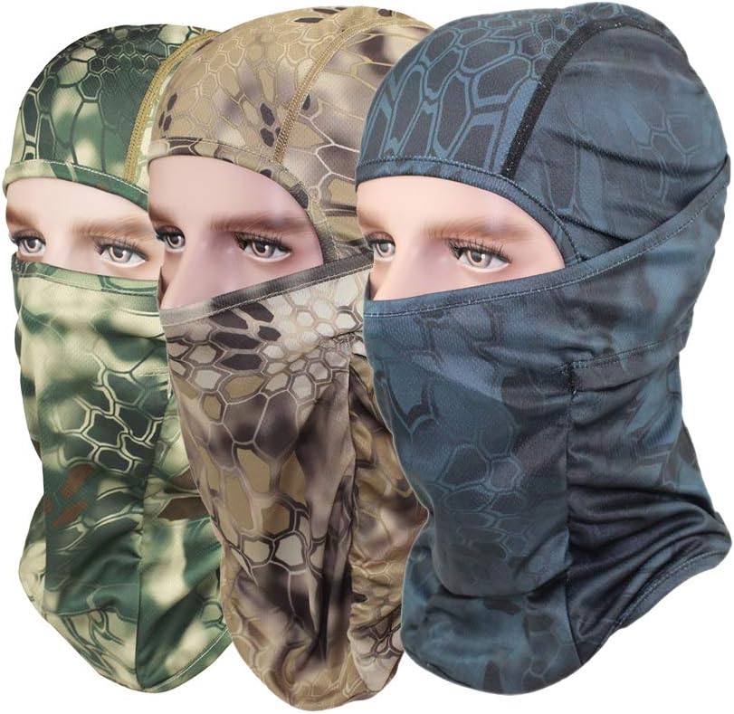 GANWAY Pack of 3 Outdoor Accessories Hat Hunting Fishing Cap Camouflage Balaclava Sun Motorcycle Face Mask