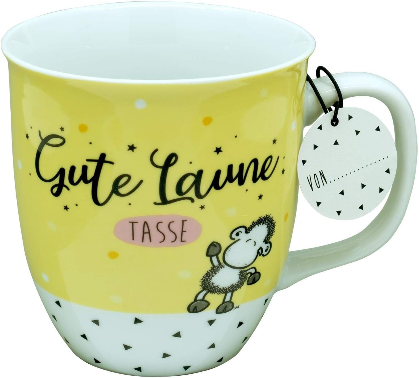 Sheepworld Geschenktasse Gute Laune Tasse gelb, Porzellan
