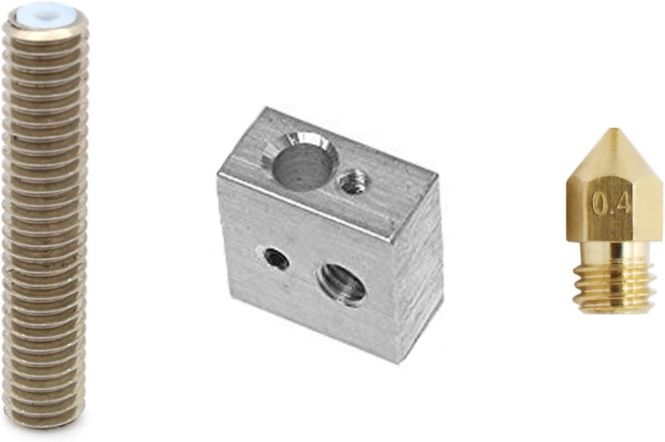 madridgadgetstore® Kit Hotend Block Heater Aluminium + Throat Conduit Tube ESPARRAGO 3 cm 30 mm Thread with Teflon PTFE Extruder Extruder MK8 Stainless Steel + Brass Nozzle 0.4 mm 0.4 Nozzle 1.75 mm 1.75 mm filament for 3d printer print FREE SHIPPING