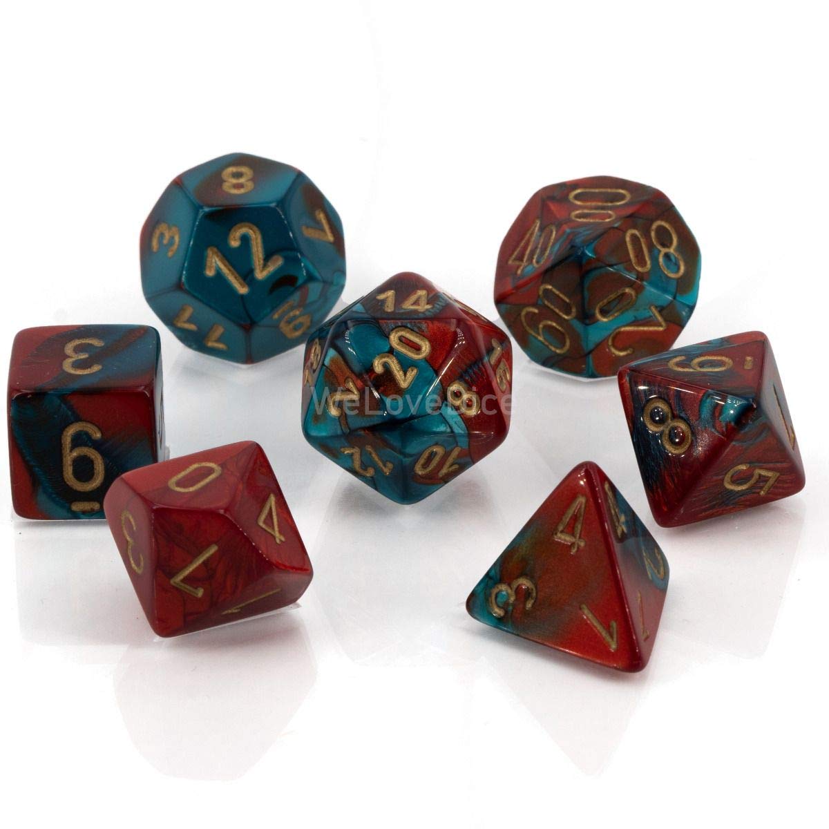 Chessex Says: CHX26462 Gemini Dice Set: Red-Teal/gold (7)