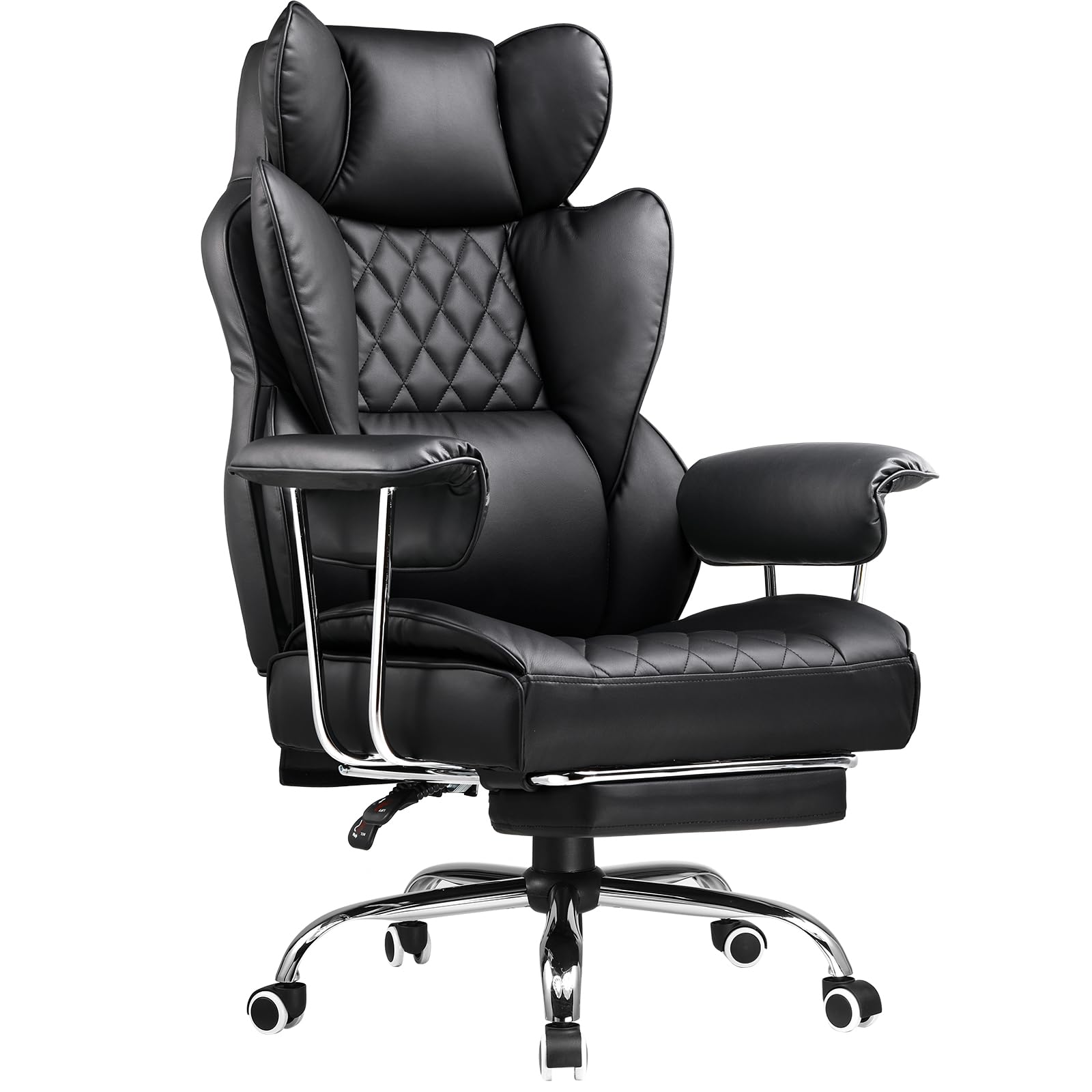 Photo 1 of ***OPENED FOR INSPECTION *****COMHOMA Big and Tall Office Chair, High Back Leather Gaming Chair with Footrest, Executive Ergonomic Office Chair with Pocket Spring Lumbar Support and with Outward Fixed Soft Armrests