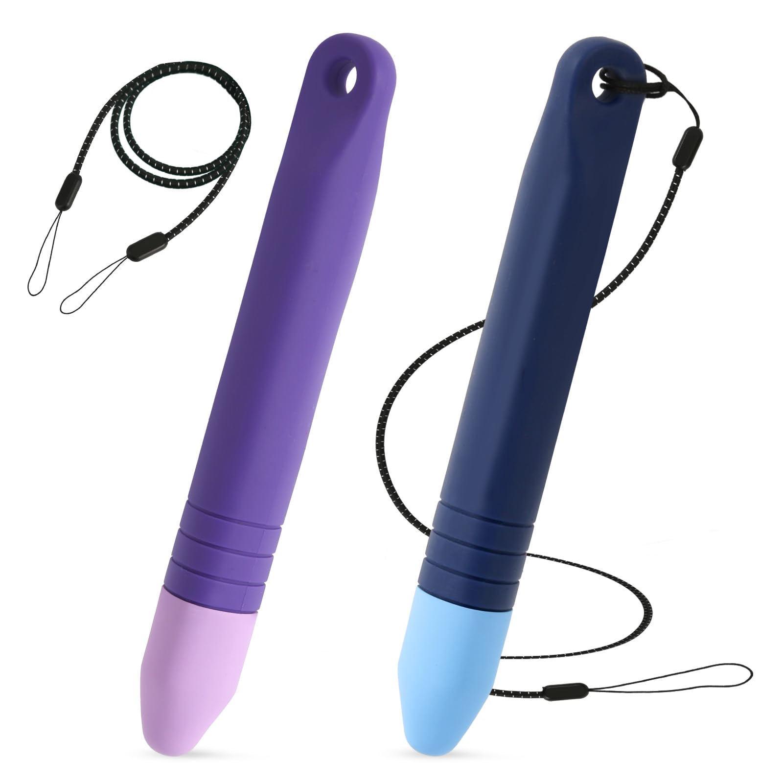 2pcs Kids Friendly Stylus Pens, with Lanyards Kids Crayon Stylus Pen for Touchscreen Anti-Slip Rubber Writing Children Stylus for Tablet, Compatible with iPad Android All Touch Screen Devices