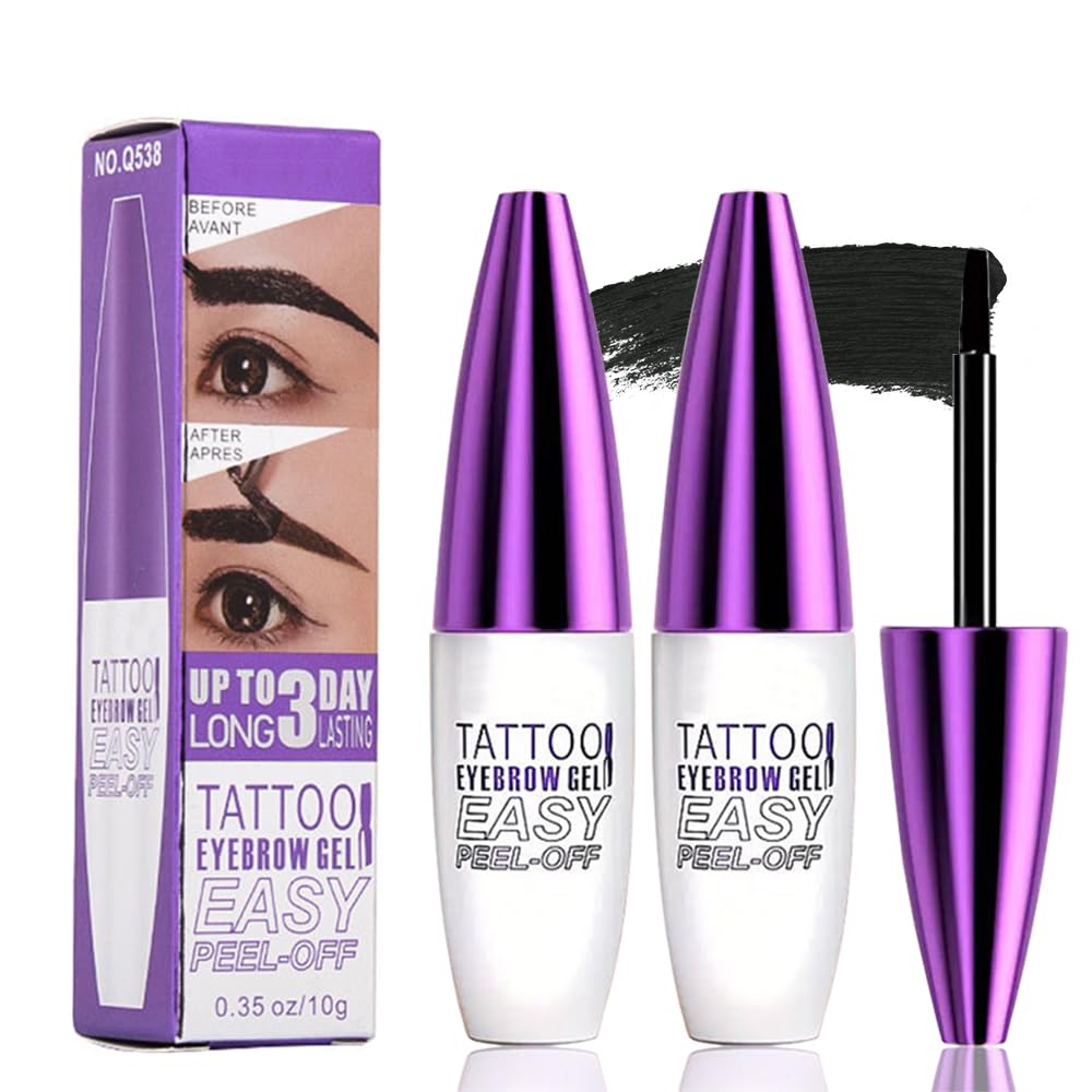 Photo 1 of ??2Pcs Black Peel Off Brow Tint Gel - Waterproof & Sweatproof Tattoo Effect, Transfer-Resistant Multi-Day Wear, All Skin Types Mother’s Day Gift Set??