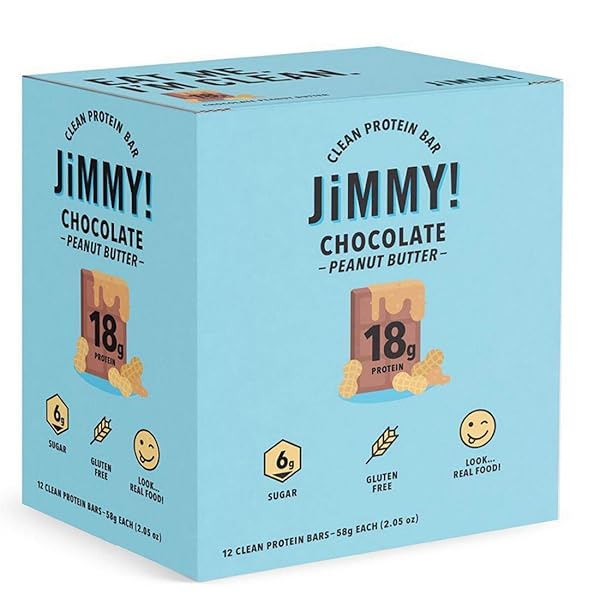 JIMMY’S! FUNCTIONAL PROTEIN BAR – CHOCOLATE PEANUT BUTTER – 12 COUNT – 18G OF PROTEIN, LOW SUGAR, GLUTEN FREE