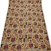 100% Cotton Quilt Floral Pattern Beige Home Décor Kantha Reverssible Bedspread Queen Size Stitch Gudri 101