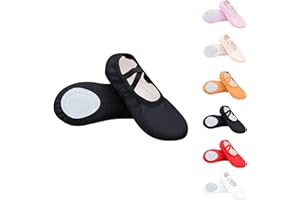 Canvas Ballet Shoes for Toddler Girls Soft Split Sole Ballet Slippers Lightweight Highly Stretch Yoga Dance Shoes
