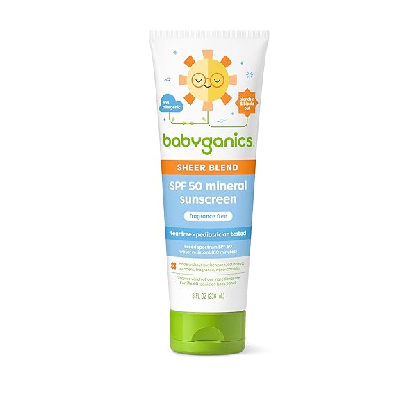 BABYGANICS SPF 50 MINERAL SUNSCREEN LOTION, SHEER BLEND,...