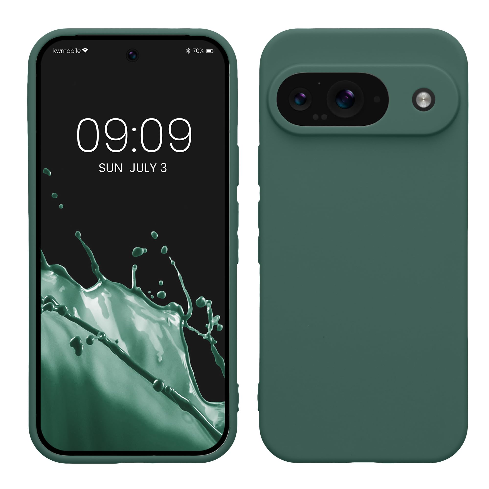kwmobile Case for Google Pixel 9 Case - Protective Slim TPU Phone Cover - Soft Matte Finish - Forest Green — image 1
