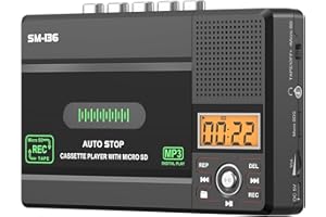 Portable Cassette Tape Player Recorder, Walkman Audio Cassette to Digital Converter via USB C or SD Card, LCD Dispaly, Build-