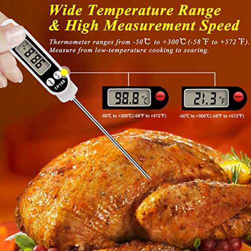 Meat Thermometer, Digital Food Cooking Thermometer Kitchen Instant Read Thermometer Barbecue Thermometer Candy Thermometer for Kitchen BBQ Grill Smoker Meat Candy Milk