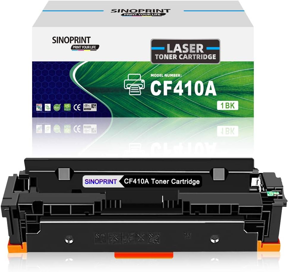 SINOPRINT CF410A CF410X Compatible HP 410A 410X Toner Cartridge for HP Color Laserjet Pro MFP M477fdw M477fdn M477fnw M452dn M377dw M452dw M452nw Printer HP410A HP410X (1 Black)