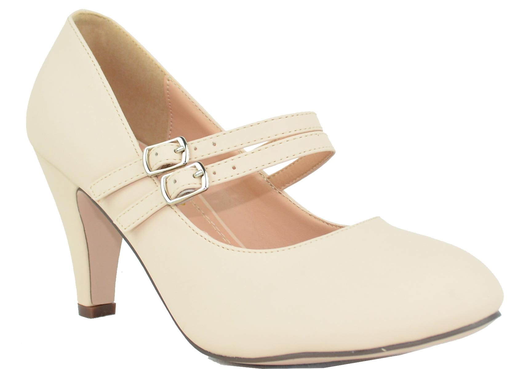 Chase & Chloe Kimmy-61 Women's Mary Jane Double Strap Buckle Pump - Image 3
