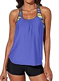 Aleumdr Women's Blouson Striped T-Back Push Up