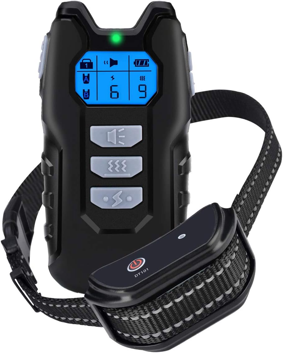 Dog Training Collar, Shock Collar for Dogs with Remote, Rechargeable Dog Shock Collar, with Beep/Vibration/Shock,100% Waterproof, 1000 ft Remote Trainer Range Collar for Small Medium Large Dogs.
