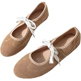 GORGLITTER Women's Gold Ballet Flats Bow Closed Toe Maryjanes Flat Sandal | Dressy Square Toe Flats, Metallic Ballerina Dress Shoes, Wedding Guest Party Formal Prom Outfits