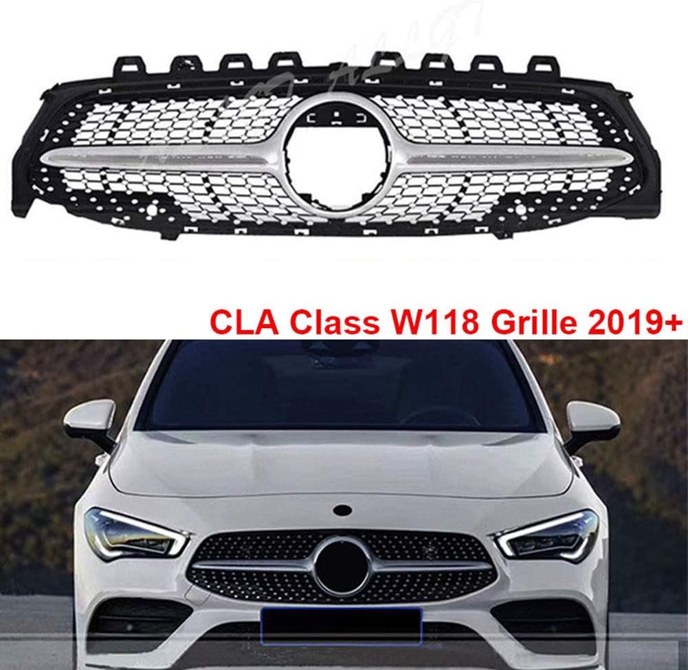 LSYBB Diamond Front Racing Bumper Grille Upper Facelift Grill for Mercedes-Benz CLA-Class W118 2019+