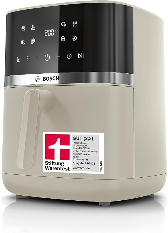 Heißluftfritteuse Serie 4, XL Air Fryer, creme, 6,1 L Fassungsvermögen, 7 Voreinstellungen, Auftau- und Warmhaltefunktion, Touchscreen, bis zu 60% schnelleres Kochen, MAF462C0